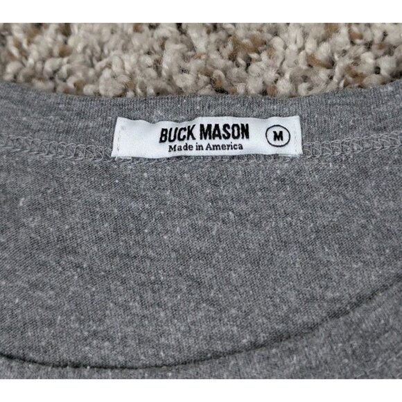 Buck Mason T-Shirt Mens Medium Gray Curved Hem Made In USA Tee Cotton Blend - Picture 5 of 8